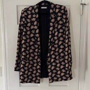 MANGO Black and Cream Patterned Blazer